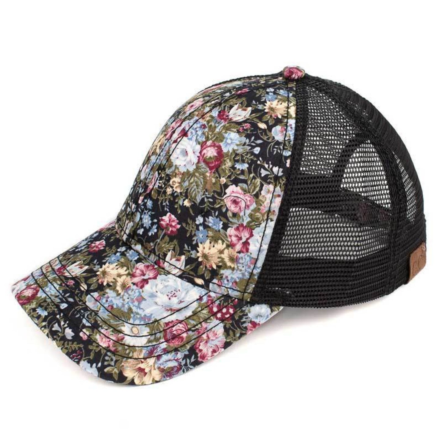 C.C Flower-Patterned Mesh Baseball Cap 100% Polyester