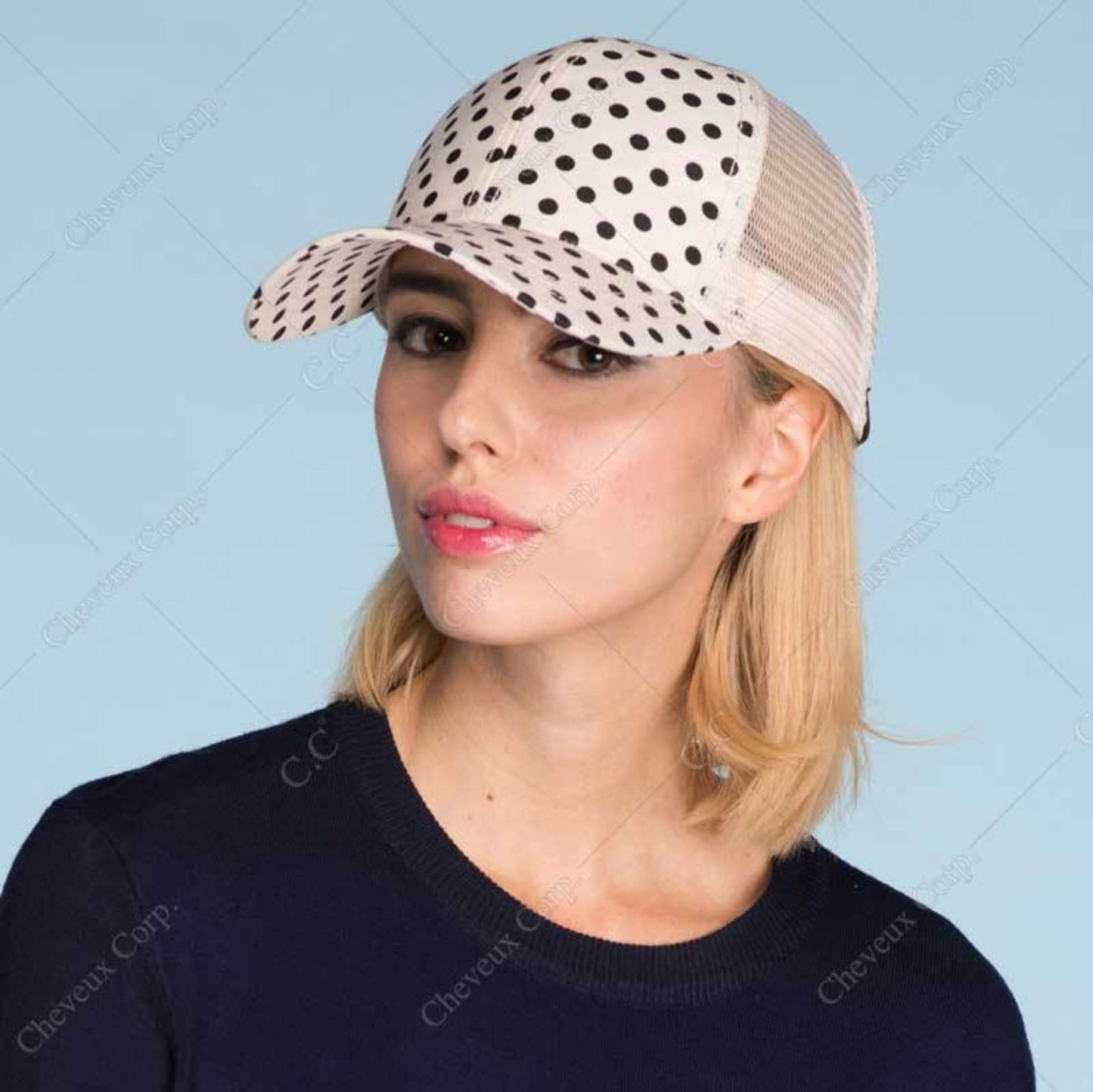 C.C Dot Printed Mesh Baseball Cap 100% Polyester