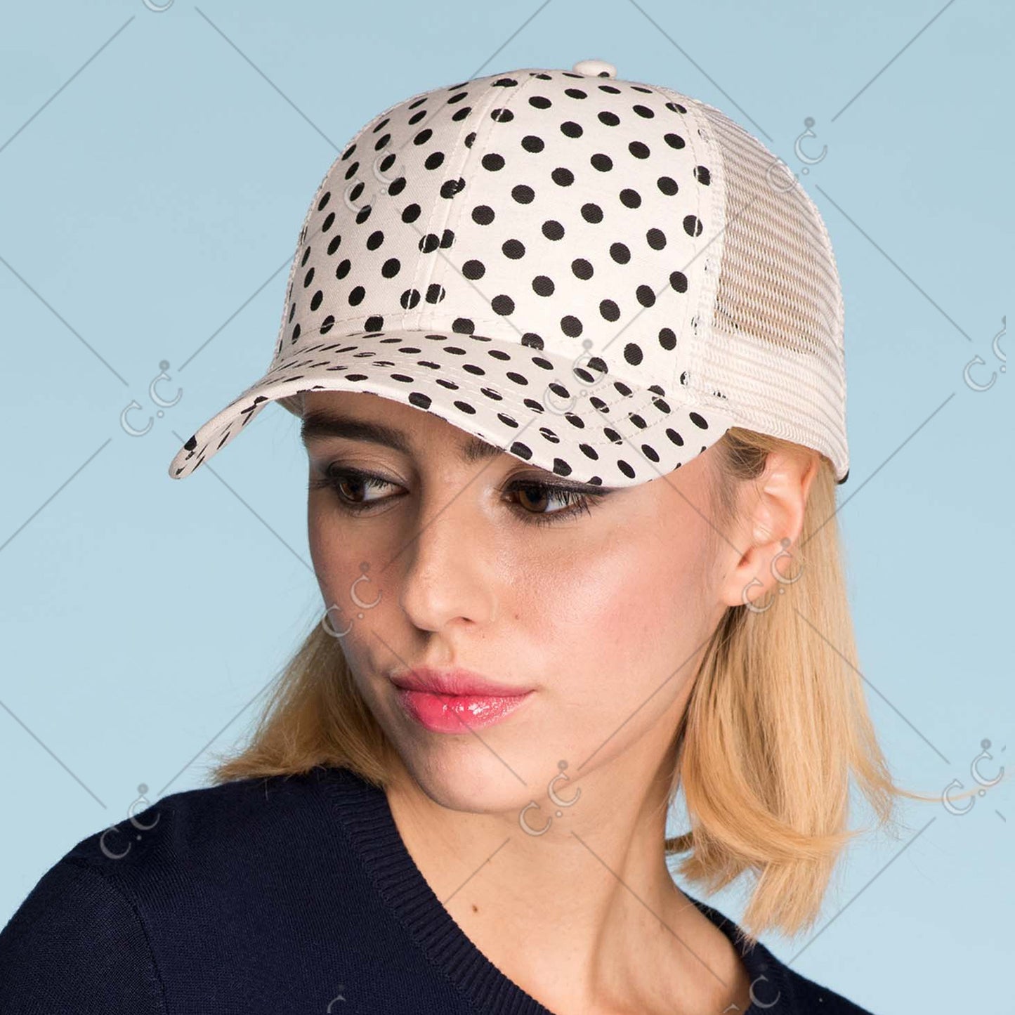 C.C Dot Printed Mesh Baseball Cap 100% Polyester
