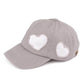 C.C Cotton Baseball Cap With Heart Pattern 100% Cotton - Lt.Grey/White - Baseball Caps