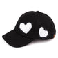 C.C Cotton Baseball Cap With Heart Pattern 100% Cotton - Black/White - Baseball Caps