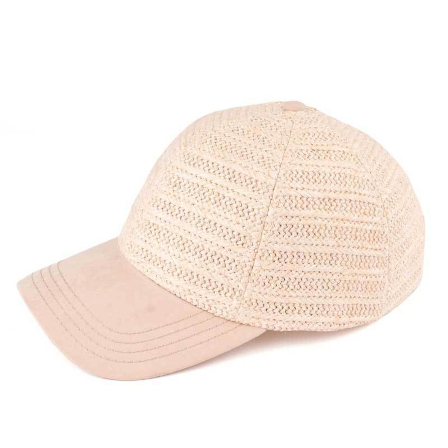 C.C Paper Straw Baseball Hat With Suede Brim