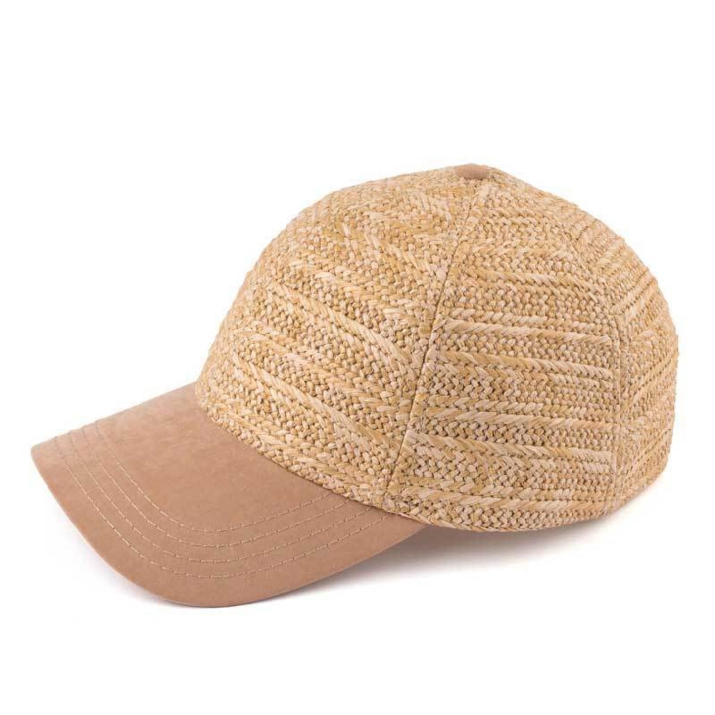 C.C Paper Straw Baseball Hat With Suede Brim