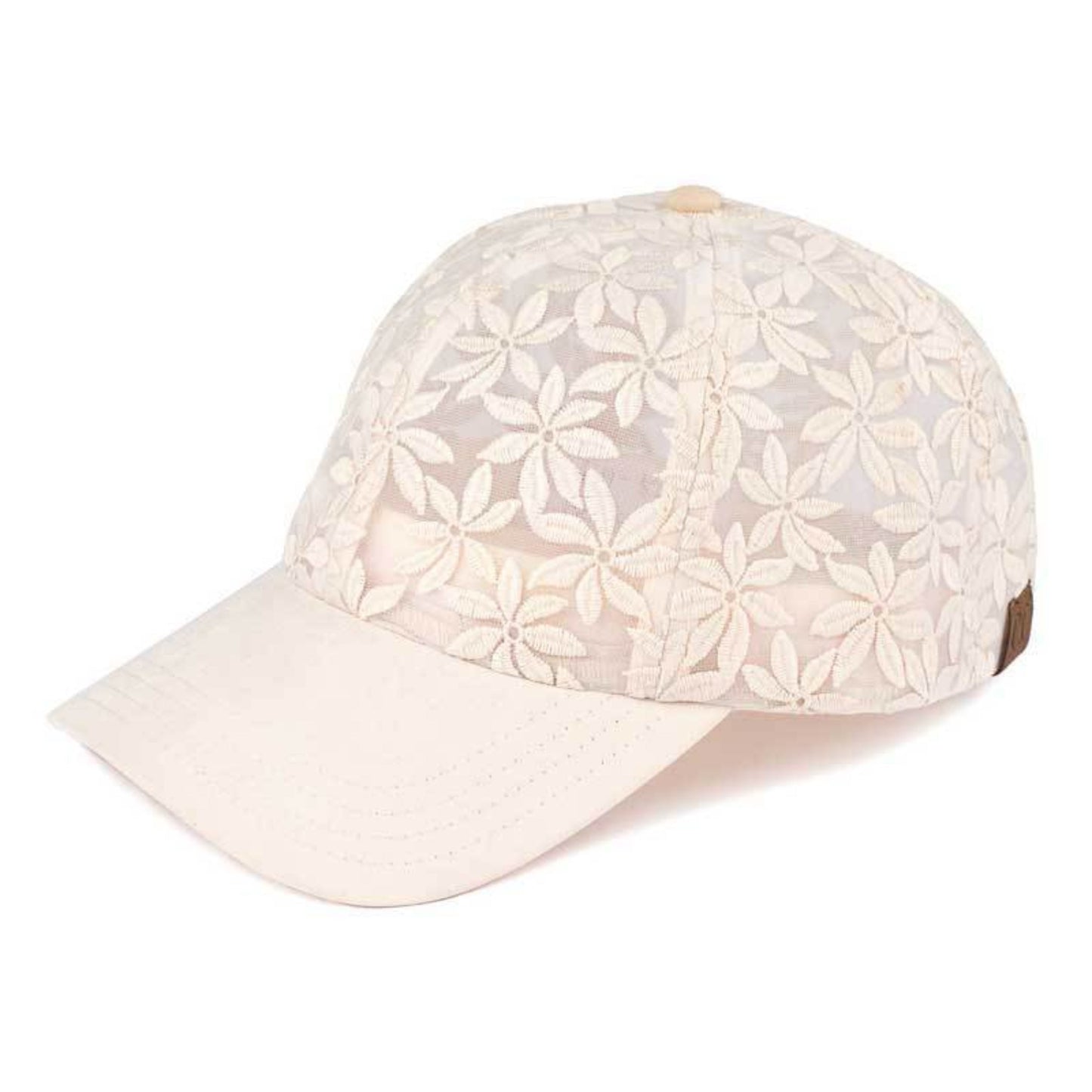 C.C Cotton Lace With Solid Brim Baseball Cap 90% Cotton 10% Polyester