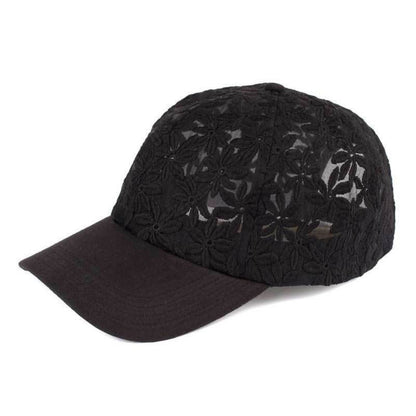 C.C Cotton Lace With Solid Brim Baseball Cap 90% Cotton 10% Polyester