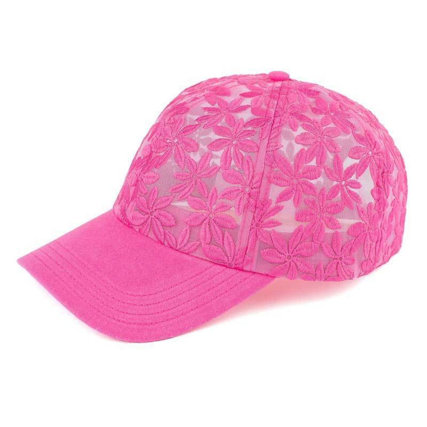 C.C Cotton Lace With Solid Brim Baseball Cap 90% Cotton 10% Polyester