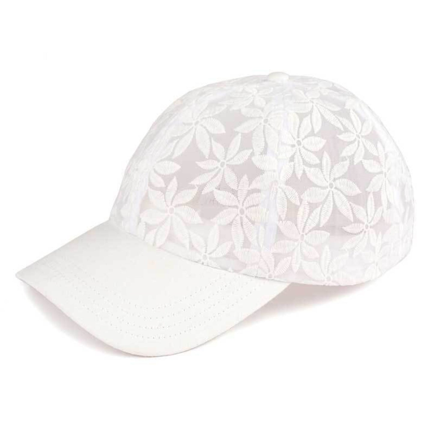 C.C Cotton Lace With Solid Brim Baseball Cap 90% Cotton 10% Polyester