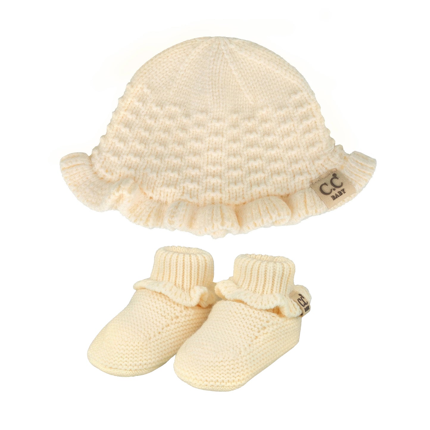 C.C Baby Knitted Bonnet&Amp;Booties Set