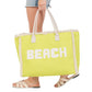 yellow BEACH Message Embroidered Fringe Tote Bag / Beach Bag is perfect for any beach day. With its spacious interior and stylish embroidered fringe detailing, it's both functional and fashionable. Carry all your beach essentials in one convenient and trendy tote. 