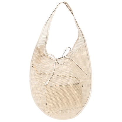 Beige Mesh Tote Bag is perfect for carrying all your essentials while also staying stylish. Made with durable and breathable mesh material, it is ideal for beach trips, picnics, and outdoor activities. Its lightweight design and spacious interior make it a must-have accessory for any adventure.