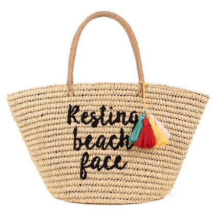 C.C Natural Straw Summer Tote Bag