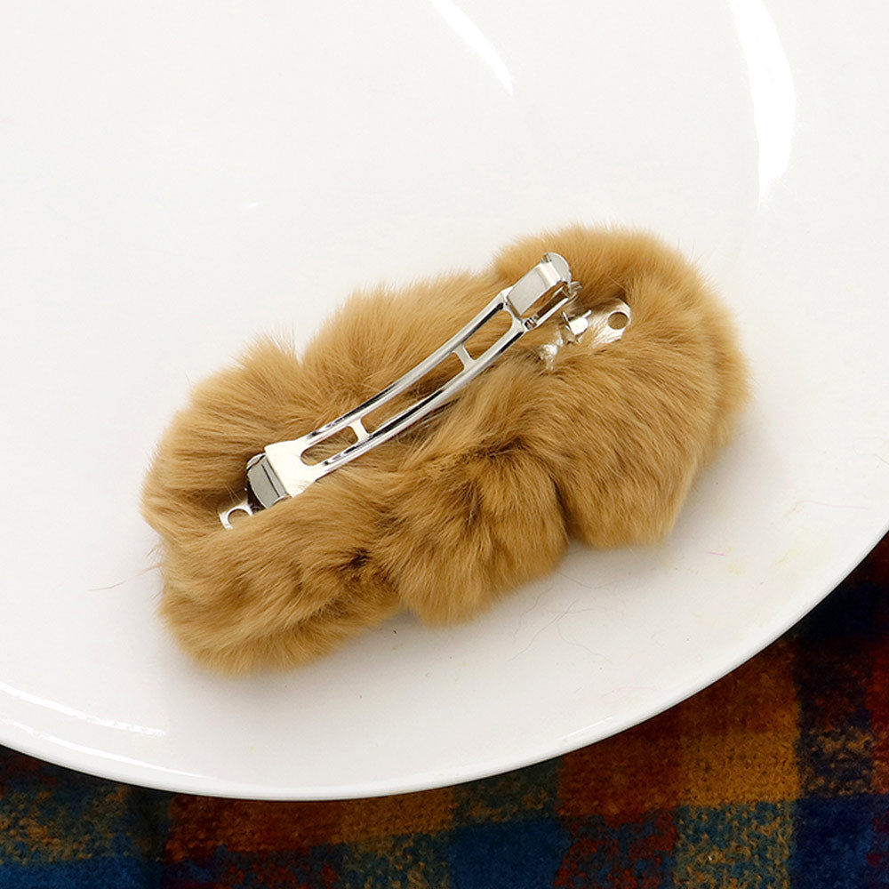 Madeline Love Brown Faux Fur Triple Pom Pom Barrette - Hair Accessories - desc