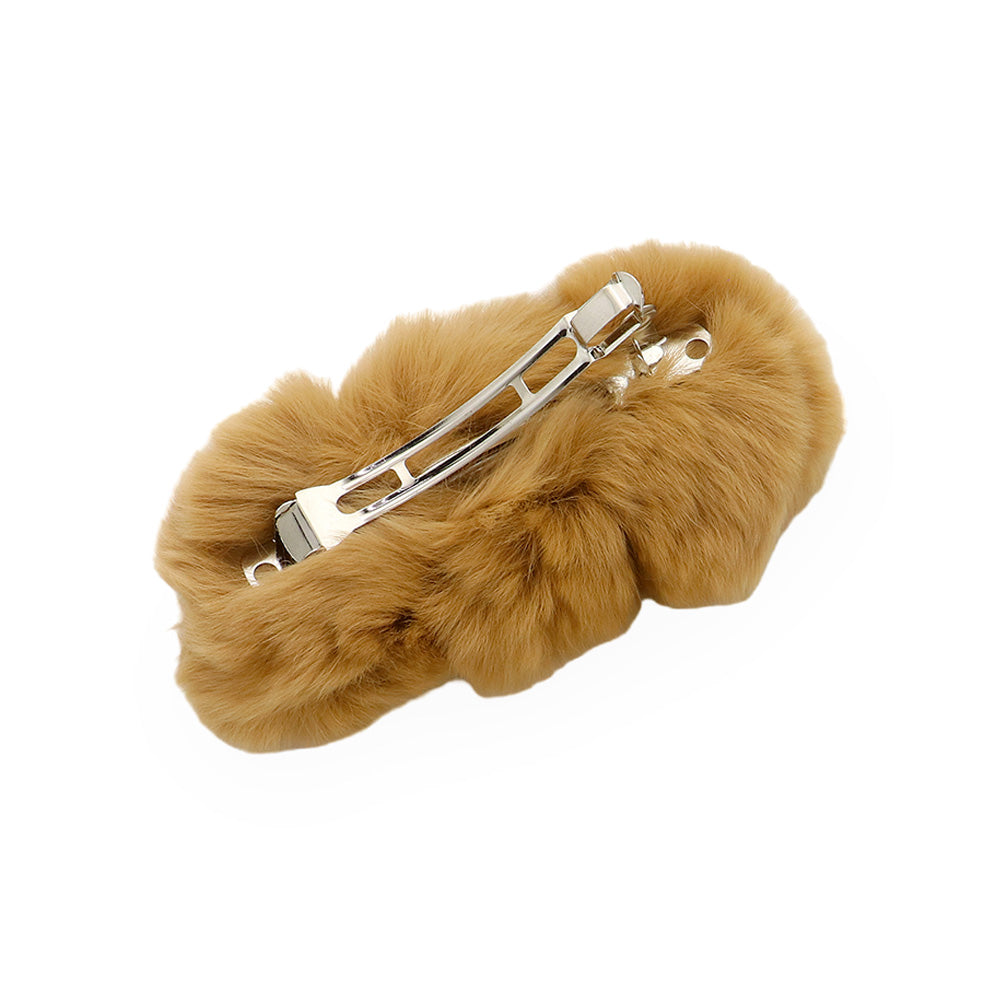 Madeline Love Brown Faux Fur Triple Pom Pom Barrette - Hair Accessories - extra