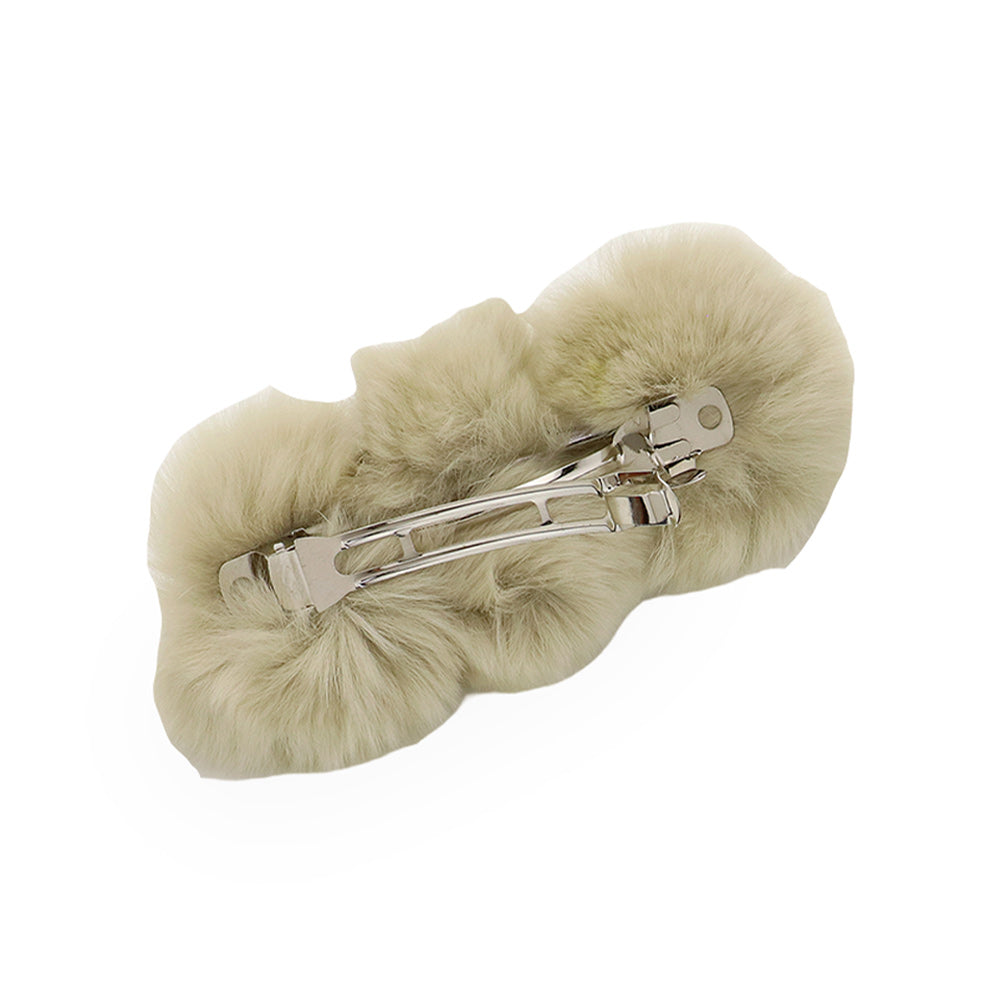Madeline Love Cream Faux Fur Triple Pom Pom Barrette - Hair Accessories - extra
