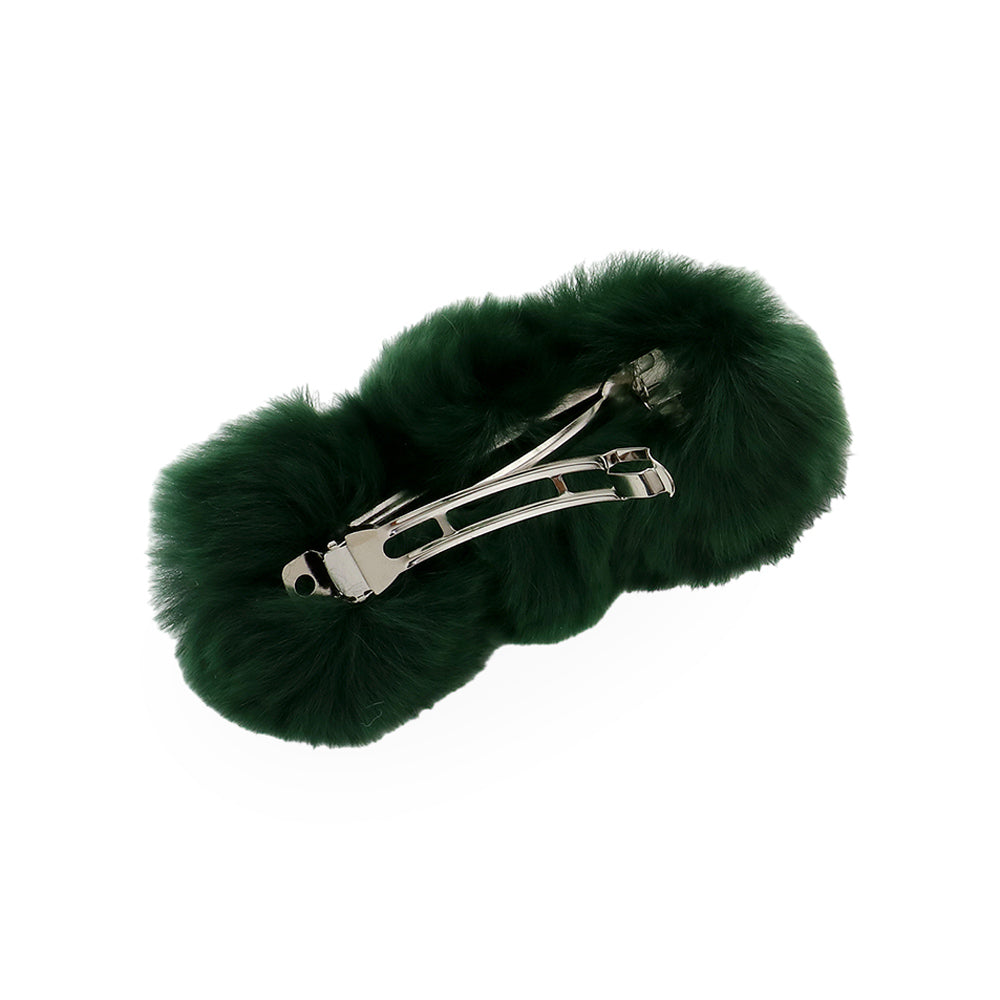 Madeline Love Green Faux Fur Triple Pom Pom Barrette - Hair Accessories - extra