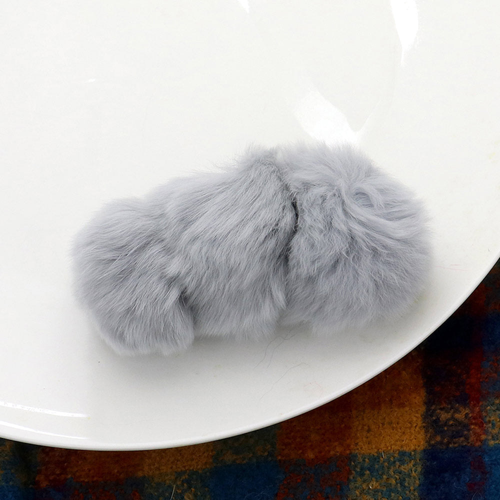 Madeline Love Gray Faux Fur Triple Pom Pom Barrette - Hair Accessories