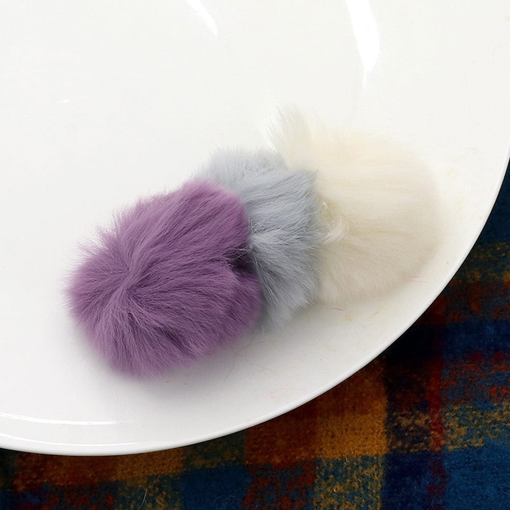 Madeline Love Lavender, Multi Faux Fur Triple Pom Pom Barrette - Hair Accessories