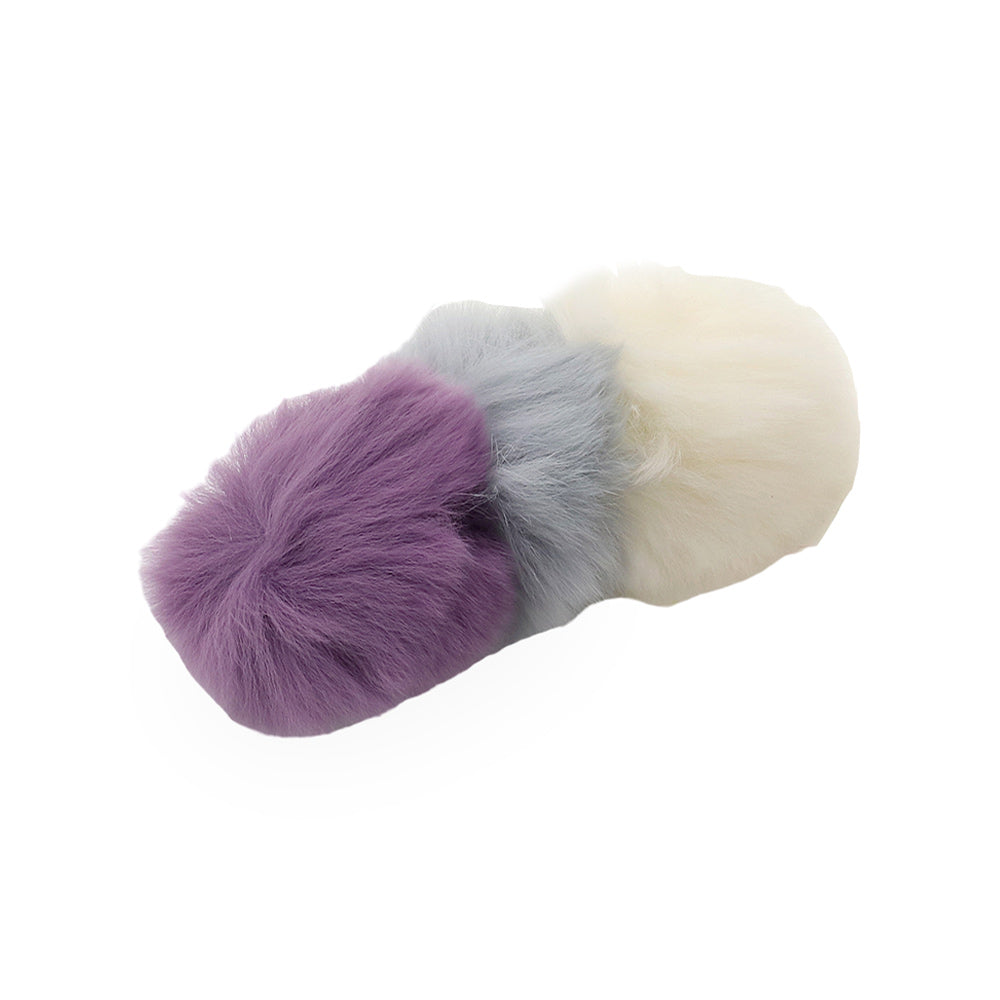 Madeline Love Lavender, Multi Faux Fur Triple Pom Pom Barrette - Hair Accessories - extra