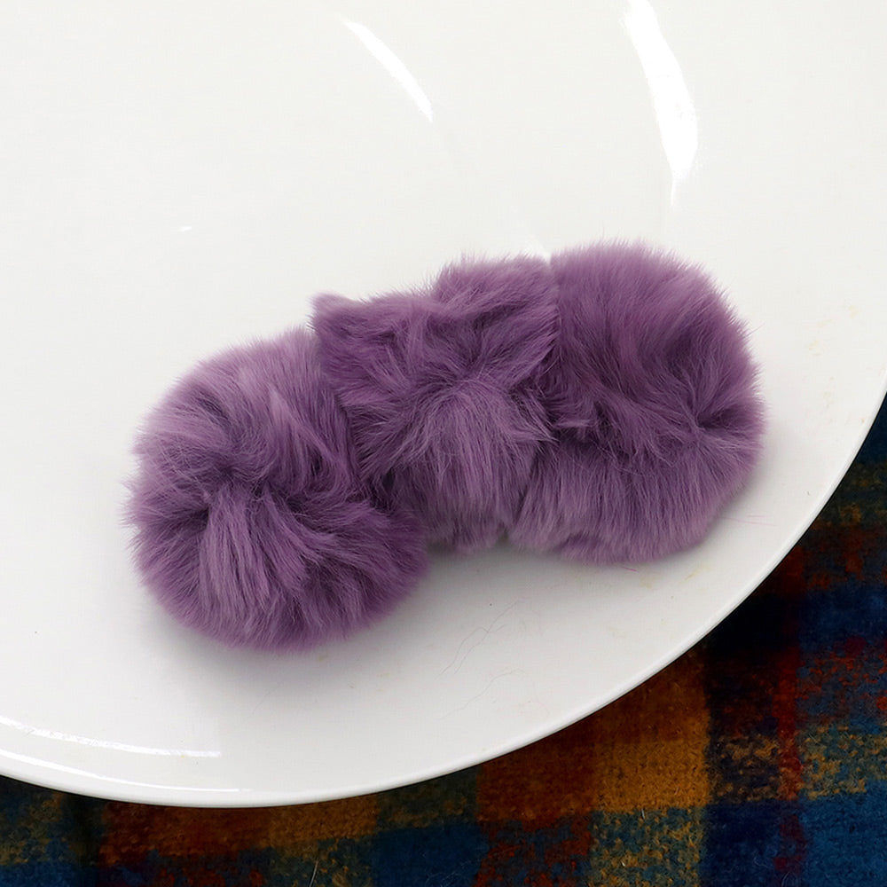 Madeline Love Lavender Faux Fur Triple Pom Pom Barrette - Hair Accessories