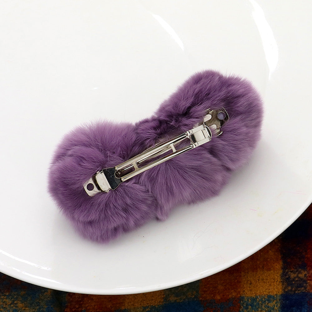 Madeline Love Lavender Faux Fur Triple Pom Pom Barrette - Hair Accessories - desc