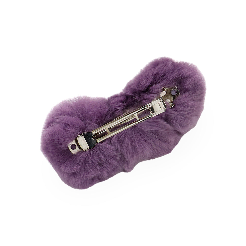 Madeline Love Lavender Faux Fur Triple Pom Pom Barrette - Hair Accessories - extra