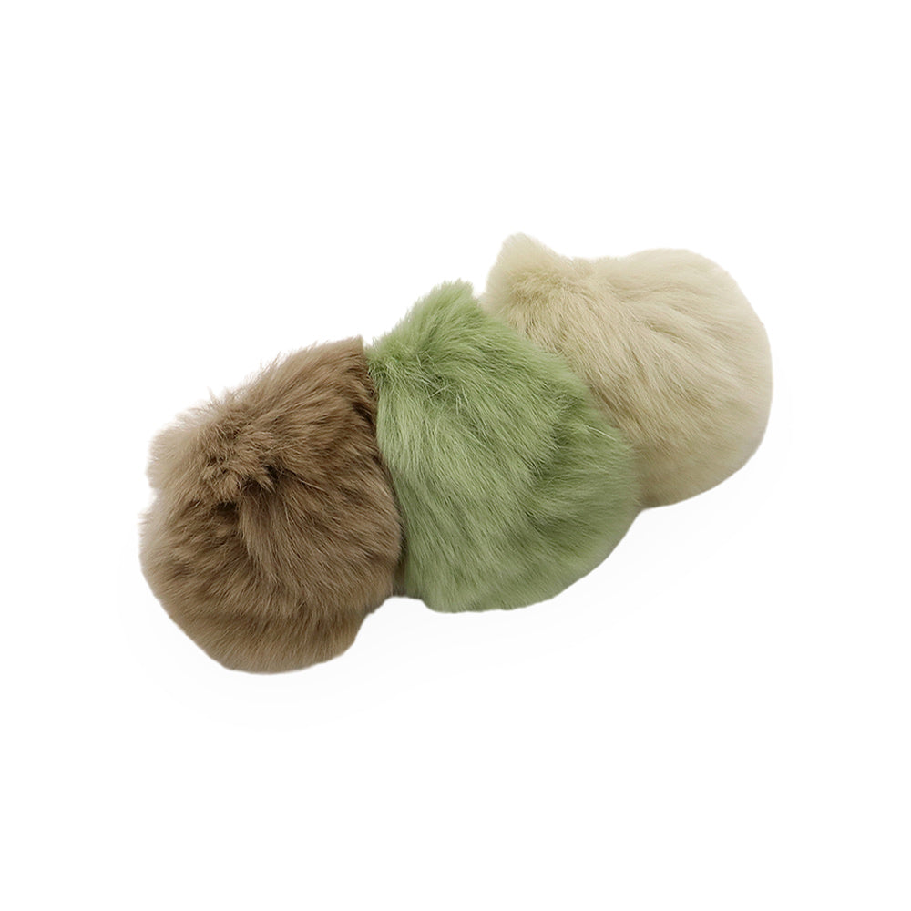 Madeline Love Green, Multi Faux Fur Triple Pom Pom Barrette - Hair Accessories - extra