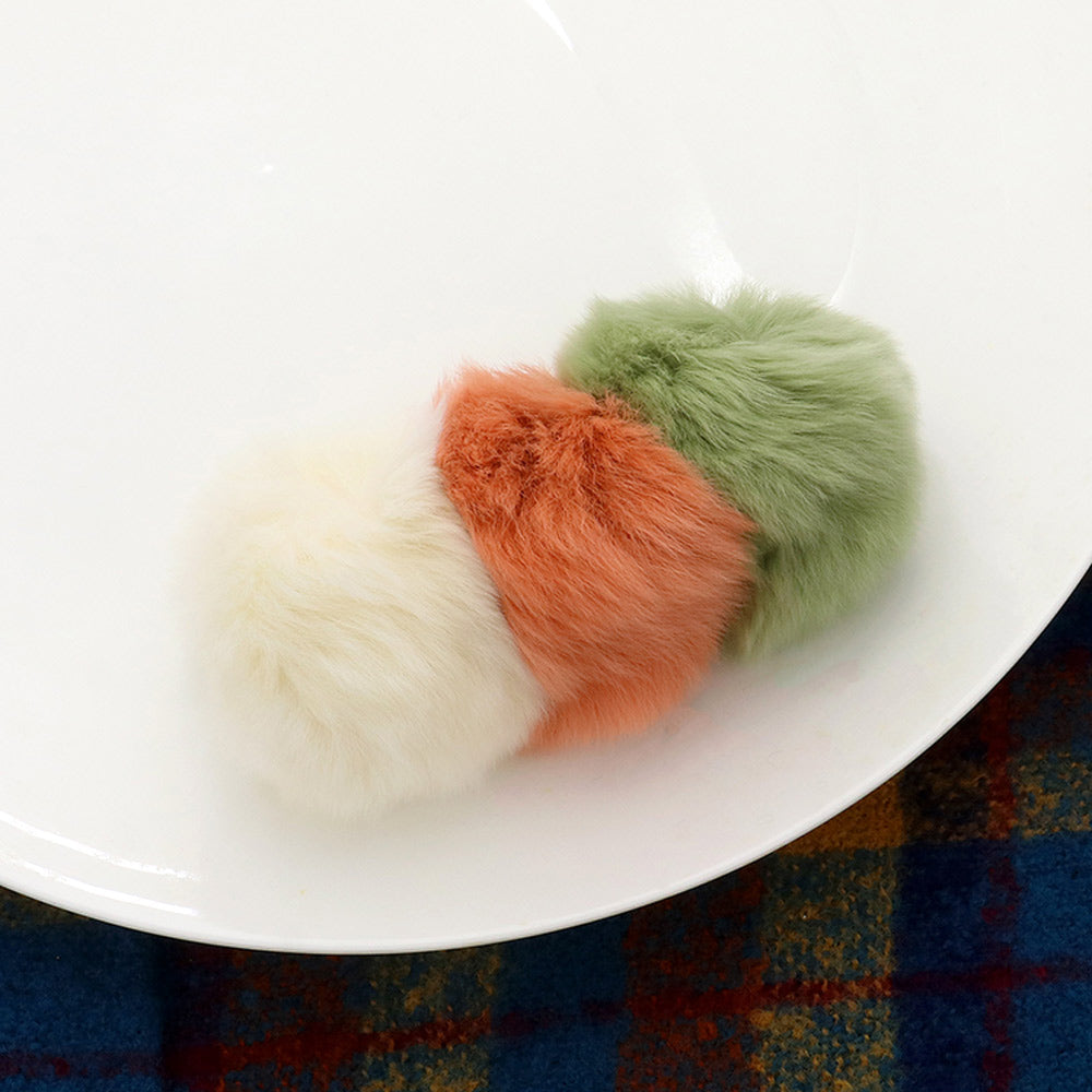 Madeline Love Multi, Neutral Faux Fur Triple Pom Pom Barrette - Hair Accessories