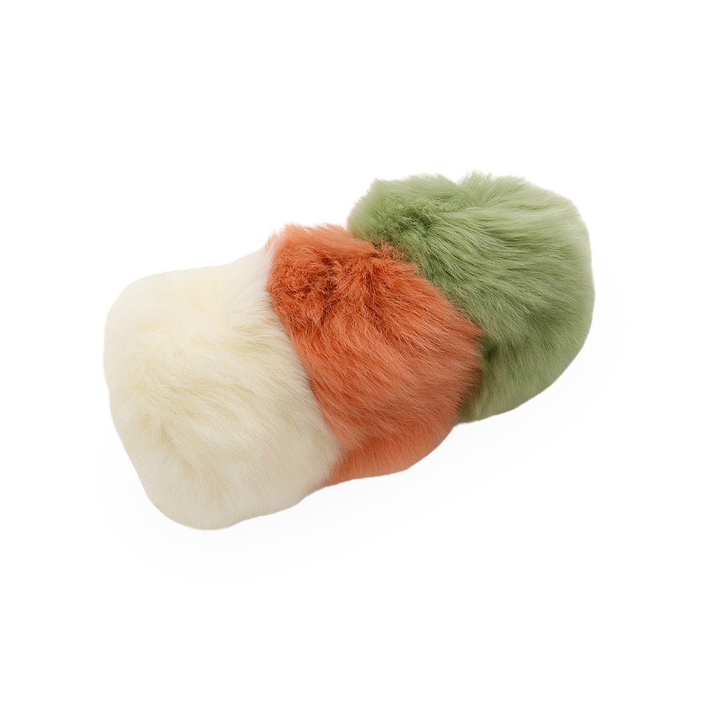 Madeline Love Multi, Neutral Faux Fur Triple Pom Pom Barrette - Hair Accessories - extra
