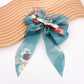 Madeline Love Teal Oversized Sheer Floral Print Bow Barrette - Hair Accessories - desc