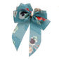 Madeline Love Teal Oversized Sheer Floral Print Bow Barrette - Hair Accessories - extra
