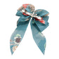 Madeline Love Teal Oversized Sheer Floral Print Bow Barrette - Hair Accessories - extra