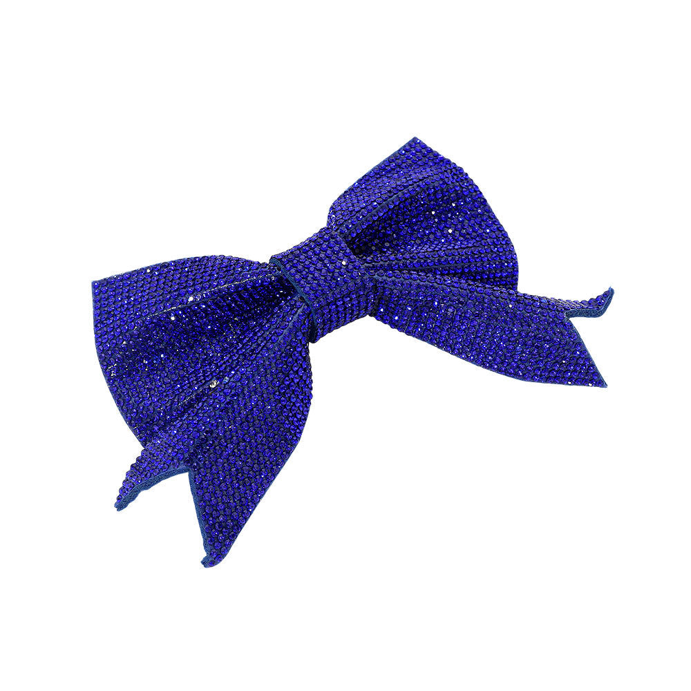 Madeline Love Royal Blue Sparkly Bling Stone Bow Hair Barrette - Hair Accessories - extra