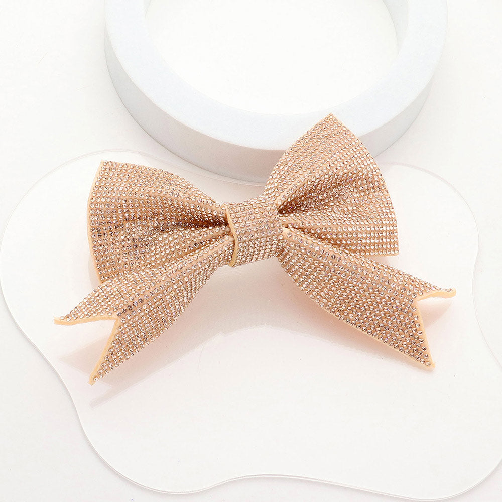 Madeline Love Topaz Sparkly Bling Stone Bow Hair Barrette - Hair Accessories