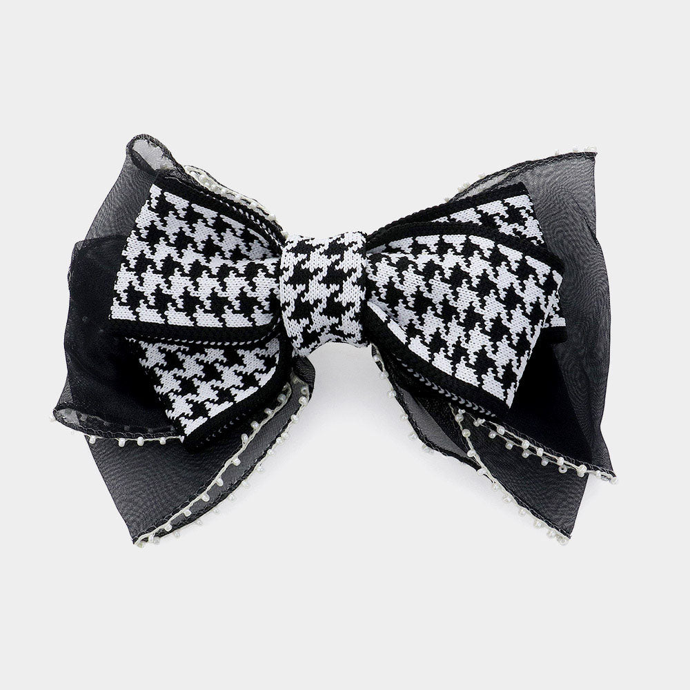 Madeline Love Black Pearl Pointed Houndstooth Bow Barrette - Hair Accessories