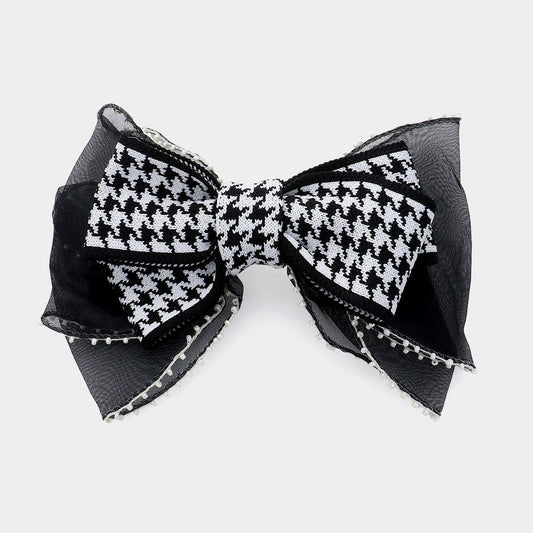 Madeline Love Black Pearl Pointed Houndstooth Bow Barrette - Hair Accessories