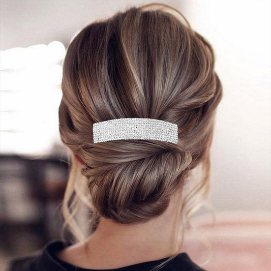 Madeline Love Silver 9Rows Rhinestone Rectangle Barrette - Hair Accessories