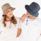 C.C Washed Denim Bucket Hat Detachable Drawstring 3" Brim 100% Cotton