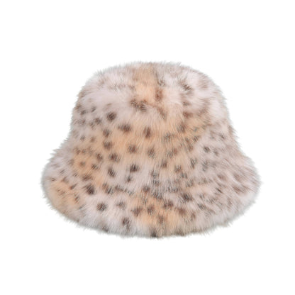 C.C Faux Fur Leopard Bucket Hat - Ivory - Bucket Hats