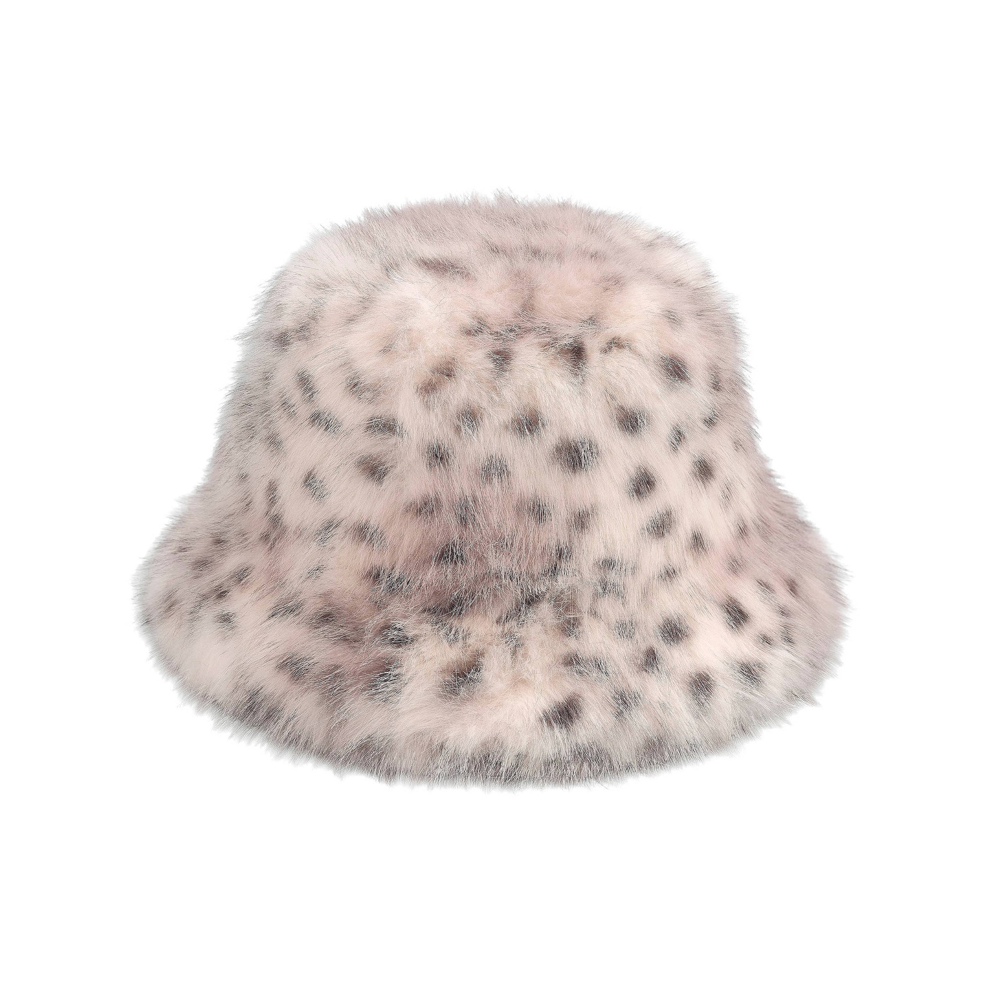C.C Faux Fur Leopard Bucket Hat - Lt.Grey - Bucket Hats