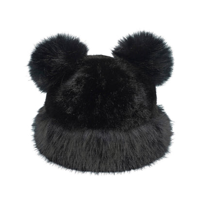 C.C Faux Fur Double Pom Bucket Hat