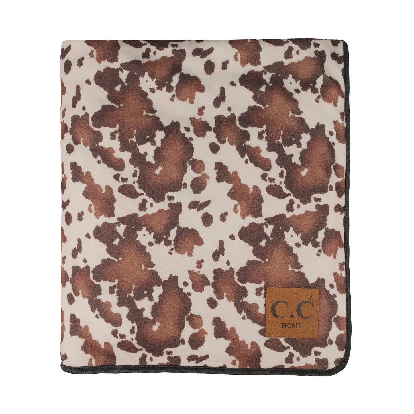 C.C Cow Print Pattern Throw Blanket With Sherpa
