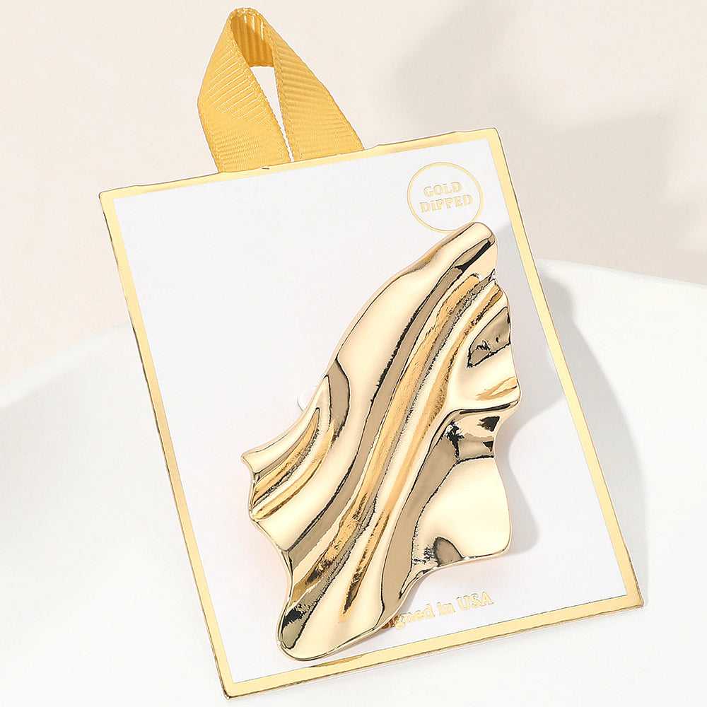 Madeline Love Gold Gold Dipped Modern Fluid Abstract Wave Pin Brooch - Brooches