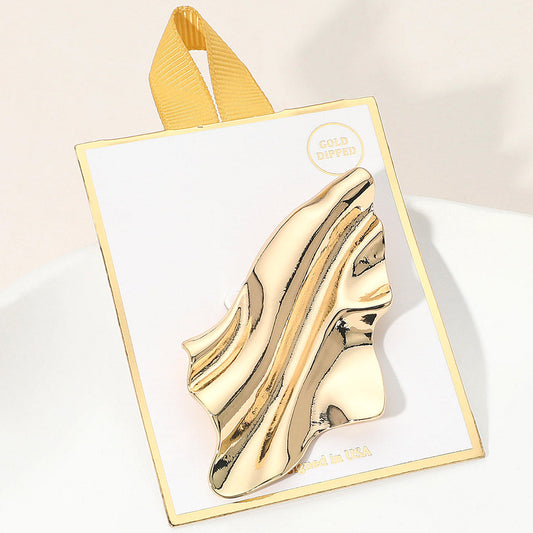 Madeline Love Gold Gold Dipped Modern Fluid Abstract Wave Pin Brooch - Brooches