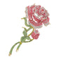 Madeline Love Gold, Pink Bold Elegant Rhinestone Rose Stem Pin Brooch - Brooches - desc