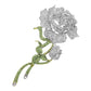 Madeline Love Clear, Silver Bold Elegant Rhinestone Rose Stem Pin Brooch - Brooches - desc