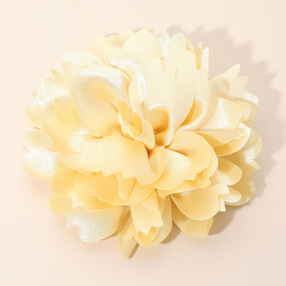 Madeline Love Beige Oversized Statement Satin Floral Pin Brooch Hair Clip - Brooches