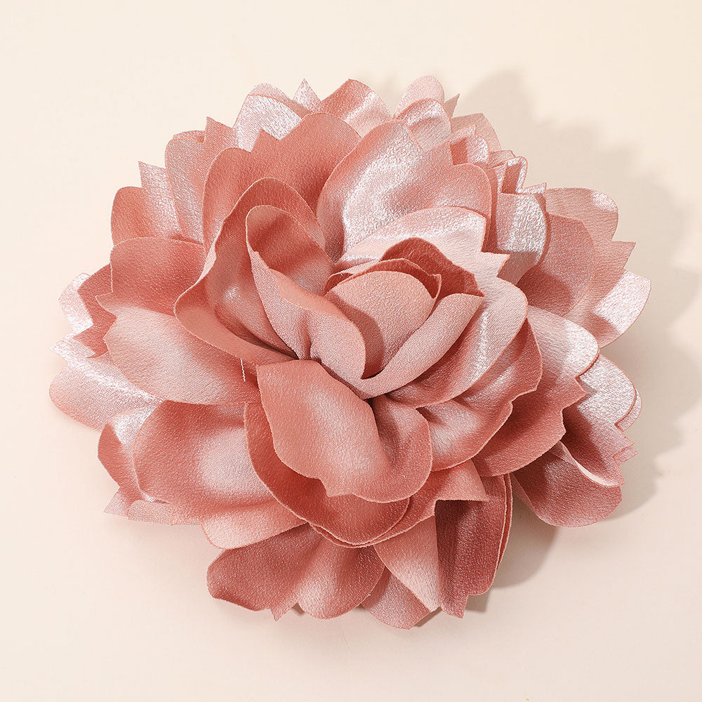 Madeline Love Dust Pink Oversized Statement Satin Floral Pin Brooch Hair Clip - Brooches