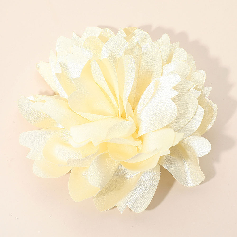 Madeline Love Ivory Oversized Statement Satin Floral Pin Brooch Hair Clip - Brooches