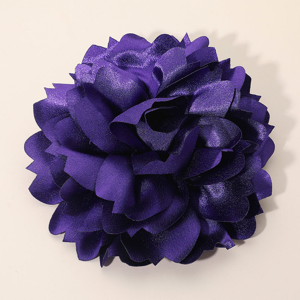 Madeline Love Purple Oversized Statement Satin Floral Pin Brooch Hair Clip - Brooches