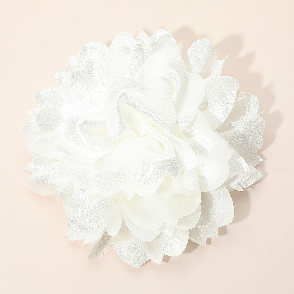 Madeline Love White Oversized Statement Satin Floral Pin Brooch Hair Clip - Brooches